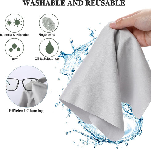 Extra Large Microfiber Cleaning Cloths Glasses Cleaning Cloth 12 x 12 Inch for Eyeglasses Lens Glasses Reusable Eyeglass Cleaner Cloths(Color B)...