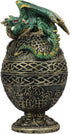 Ebros Gift Green Dragon Perching On Celtic Knotwork Tattoo Relic Golden Egg Decorative Jewelry Box Figurine 6.25" High Fantasy Myths Legends Dunge...