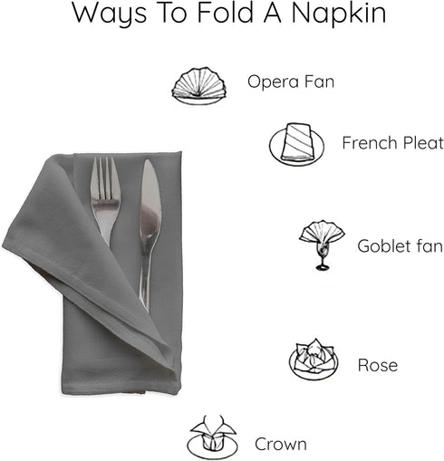 Encasa Cotton Cloth Napkins | Set of 12 | Size 17"x17" | Grey Solid Color | Machine Washable...