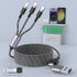 100W USB C to Multi Charging Cable6FT, 6A PD USB C Fast Charging Cable, 5 in 1 Braided Multi Charging Cable with IP/Type C/Micro USB Universal Syn...