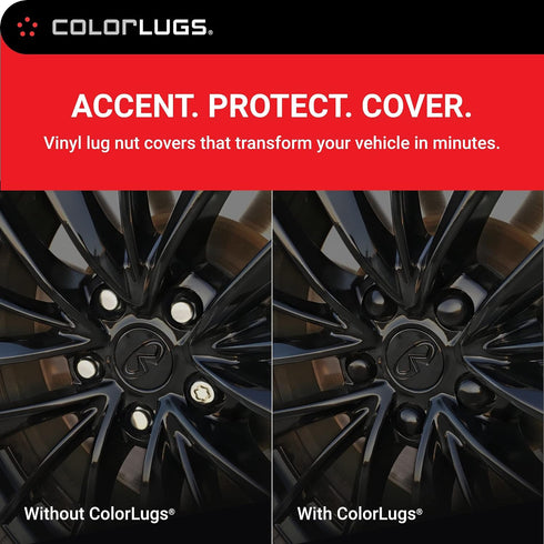 ColorLugs Vinyl Lug Nut Cover | Black | Flexible Fit Wheel Lug Nut Cap | Fits 21-23 mm | Pack of 25 | Includes Deluxe Extractor | Made in The USA...