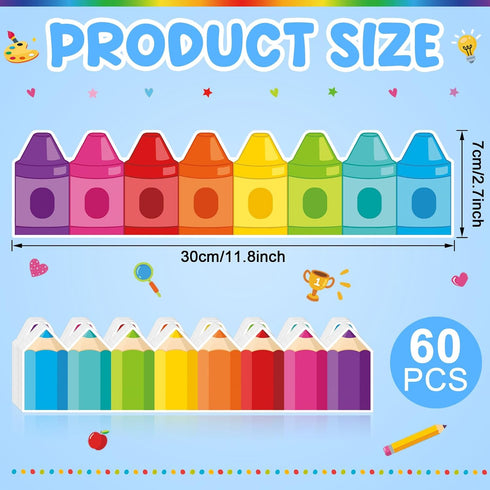 59ft Bulletin Board Border Decorations Self Adhesive Pencil Crayons Borders Classroom Bulletin Wall Window Door Decor.(Pencil Crayons 60)...
