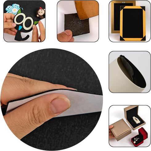 Black Felt Fabric?6PCS Self Adhesive Felt Sheet,Self-Adhesive Fabric Liners for Drawers and Boxes, A4 Size Felt Adhesive Sheet (8.3" x 11.8")...
