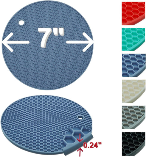 Mxmll 4pk 7 Inch Round Heat Resistant Silicone Trivets Fot Hot Dishes Protect Table Counter Top from Hot Pots and Pans with This Sleek and Stylish...