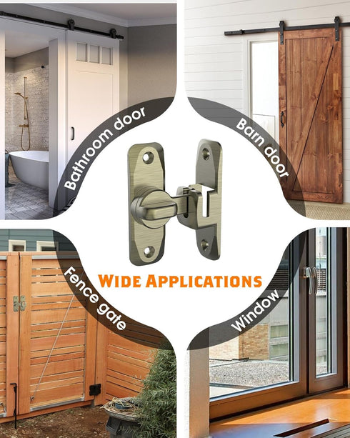 90/180 Degree Barn Door Lock, Small Flip Gate Latches Hardware, Door Security Sliding Door Latch Lock fo Cabinets, Barn Door, Bathroom, Gardenr Do...