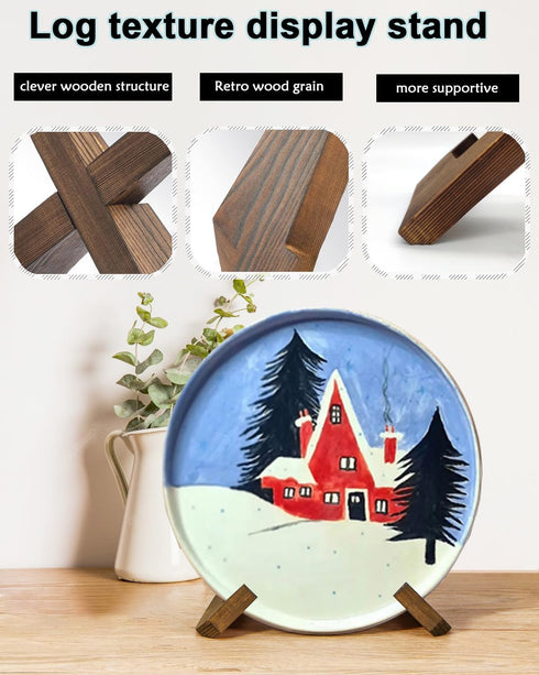 Plate Stands for Display, 6.5 Inch Plate Holder Display Stand Wooden Table Top Decorative Frame Holder Stand for Picture Frame, Plate, Photos, Boo...