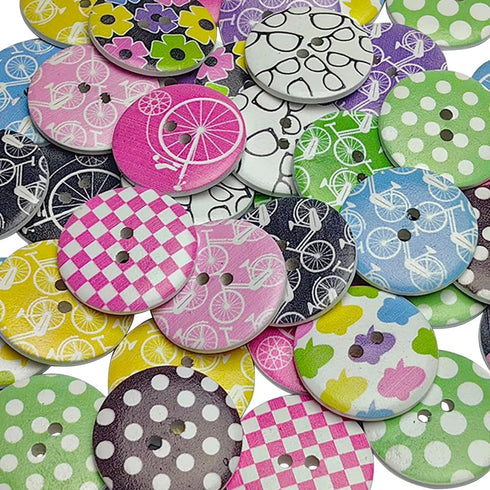 Chenkou Craft Random 30pcs 30mm(1 1/8") Sports Wood Buttons Bike Craft Sewing Button (1 1/8"(30mm), Sports)...