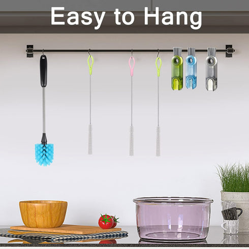 3 in 1 Multifunctional Cleaning Brush, Water Bottle Cleaner Brush Set Include Cup Lid Gap Brush, Stainless Steel Long Handle Bottle Brush, Brush C...