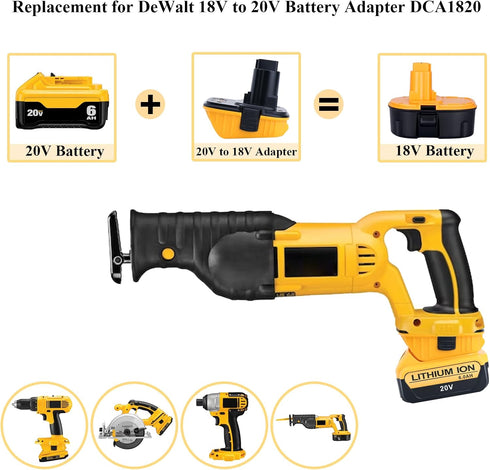 2 Pack DCA1820 Adapter Replacement for DEWALT 18v to 20v Adapter, Compatible with Dewalt 20V Max Battery DCB203 to 18V XRP NiCad NiMh Battery DC90...