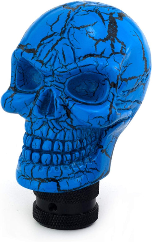 Skull MT Car Stick Shifter Handle, Gear Shift Knob Small Teeth Devil Skeleton Style Fit Most Manual Automatic Transmissions, Blue Pattern...