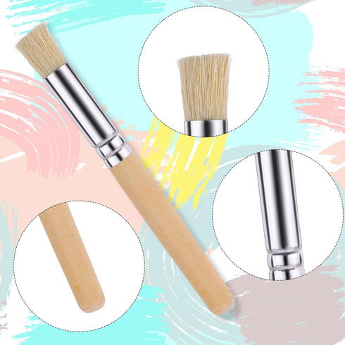 6 Pieces Stencil Brush, Natural Bristle Paint Brushes Nylon Hair Brush Bristle Art Brush Wooden Stencil Brushes for Acrylic Painting Oil Painting ...
