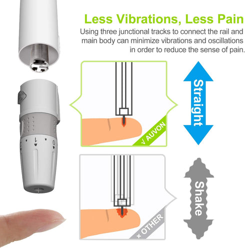 AUVON Lancing Device with Less Pain Design, Blood Sample Pen and Twist Top 100pcs 30 Gauge Lancets for Blood Sugar Level Monitoring...