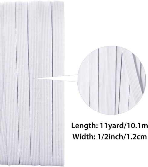 Shappy Elastic for Sewing Knit Elastic Band(1/2 Inch X 11 Yards,White)...