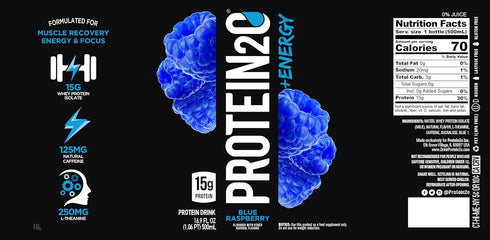 Protein2o 15g Whey Protein Infused Water Plus Energy, Blueberry Raspberry, 16.9 oz Bottle (Pack of 12)...