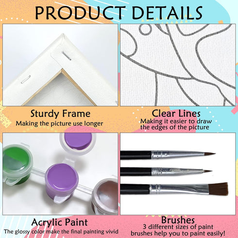 Nuberlic Pre Drawn Canvas Paint Kit, Adult Sip and Paint Party Favor DIY Date Night Activity Supplies, Birthday Gift Star Night (12x16)...