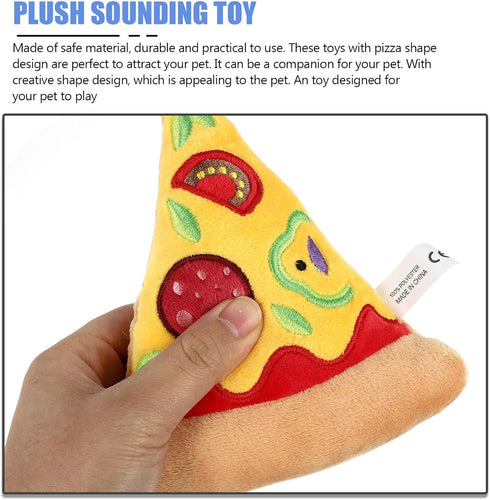 Dog Squeaky Toys Pizza Shaped Dog Toy, Puppy Biting Plush Chewing Toy for Puppy...