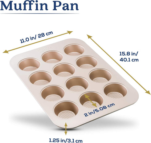 Ultra Cuisine 12-Cup Muffin Pan - Cupcake Tins 12 - Nonstick For Easy Release - Durable And Warp-Resistant - Superior Baking Performance - Muffin ...