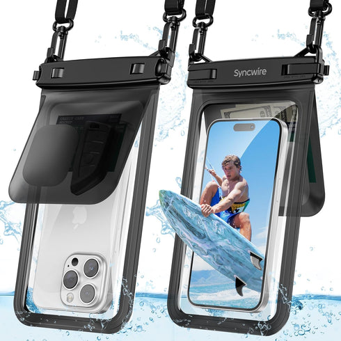 SYNCWIRE Waterproof Phone Case, 2-Pack IPX8 Double Space Waterproof Phone Pouch for iPhone 15 14 13 12 Pro Max XR X SE 2022 8 Samsung S24 S23 S22 ...