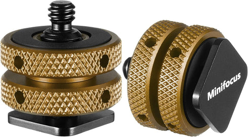 Camera Hot Shoe Mount Adapter, Double Nut with 1/4" and 3/8" Aluminum Alloy Tripod Screw Flash Shoe Mount for LED Monitors, Microphone, DSLR Field...