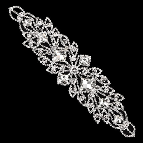 Sliver Rhinestone Flower Applique, 1 Piece Crystal Applique Embellishment Crystal Patch for Wedding Dress Bridal Shoe Bag Decor DIY Supplies...