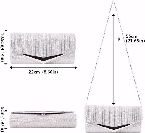 Larcenciel Clutch Purses for Women, Shiny Pleated Sequin Envelope Evening Bags for Mother's Day Gifts Party Prom...