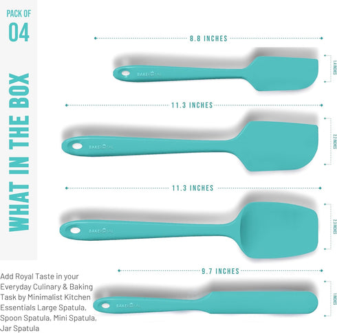 Silicone Spatula Set - 4-Piece Rubber Spatulas Silicone Heat Resistant 600°F for Everyday Task - Seamless Design Kitchen Spatulas for Nonstick Coo...