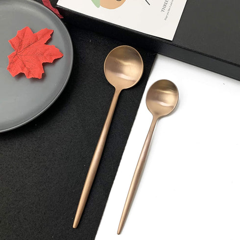 JASHII 18/10 Rose Gold Flatware Rose Gold Silverware Set 304 Stainless Steel Copper Flatware Cutlery Set| 6-Piece Adaline Royal Modern Satin Finis...
