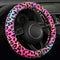 Fluffy Steering Wheel Cover for Women,Girly,Fuzzy Steering Decor,Plush, Leopard Print,Sweat-Absorb,Universal 15 Inch,Red (Fluffy-Leo)...