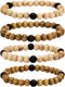 MILAKOO 4Pcs Lava Rock Stone Beads Essential Oil Diffuser Bracelet for Men Women Wood Beads Bracelet...