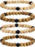 MILAKOO 4Pcs Lava Rock Stone Beads Essential Oil Diffuser Bracelet for Men Women Wood Beads Bracelet...