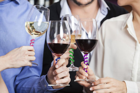 Wine Glass Charms Set of 8 Silicone Drink Markers for Cocktails, Martinis, Champagne Flutes and More...