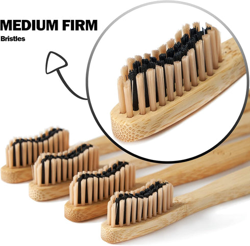 20 Count Bamboo Toothbrushes (Soft+Medium), Natural Wood Toothbrushes Bulk, Eco-Friendly, BPA Free, Biodegradable & Compostable Charcoal Wooden - ...