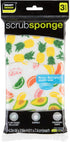 Smart Design Non-Scratch Cellulose Smart Scrub Sponge - Set of 3 - Ultra Absorbent - Ergonomic Shape - Cleaning, Dishes, & Hard Stains - Fruit Pat...