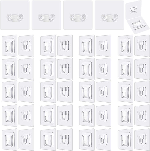 Double Sided Adhesive Hooks|20 Pack + 4 Pack Wall Hanger Holder|13.2lb Max | Self Adhesive Hooks for Bathroom, Kitchen, Office Hanging...