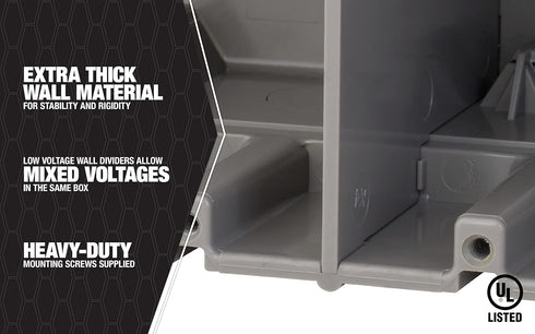 Southwire MSBMMT6G Six Device Adjustable Depth, Heavy Duty 42lb Screws Included 6-Gang Multi-Mount Electrical Box, Gray...