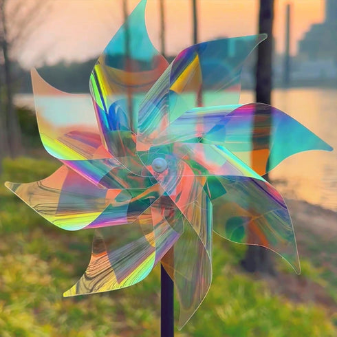Hausse 10 Pack Reflective Pinwheels Wind Spinner, Extra Sparkly Pinwheel with Stakes, Bird Repellent Blinder Devices Deterrent to Scare Birds Away...