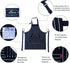 Kitchen Cooking Apron for Women and Men, Adjustable Chef Bib Apron with Pockets - 32" x 28" - Black/White Pinstripe- 1 Pcs...