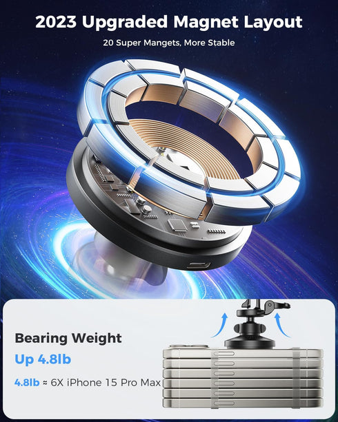 SUPERONE for MagSafe Car Mount Charger, Magnetic Wireless Car Charger Phone Holder 15W Fast Charging Car Holder Vent Mount only for iPhone 15 Pro ...