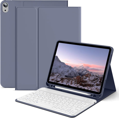 JKSML 10.9 Inch Case for iPad Air 5th/4th Generation 2022/2020 with Magnetic Detachable Bluetooth Keyboard and Pencil Holder, Auto Wake/Sleep Smar...