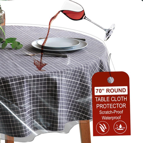 LAMINET Heavy-Duty Deluxe Crystal Clear Vinyl Tablecloth Protector 70" Round...