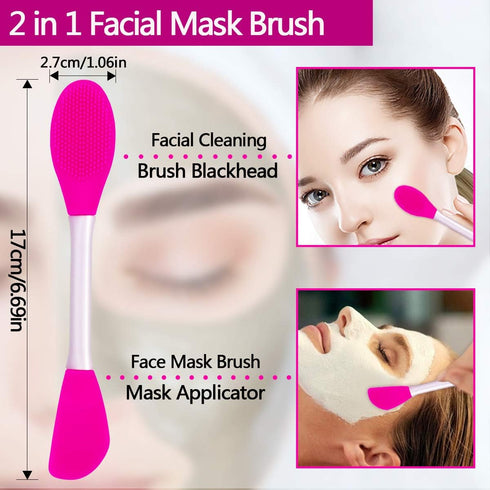 5PCS Silicone Face Scrubber Set, Lip Scrub Brush, Silicone Face Cleansing Brush, Face Applicator Tool and 2PCS Silicone Exfoliating Face Brush for...