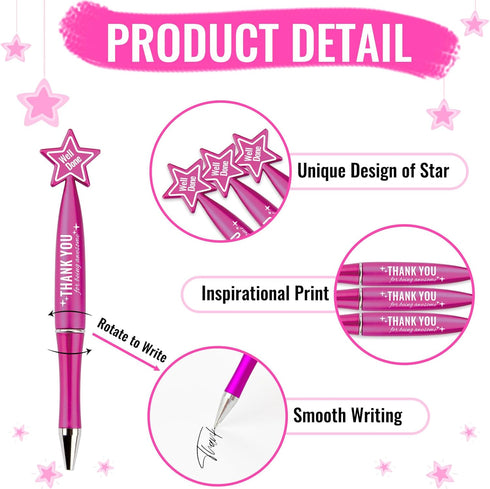 48 Pcs Thank You Ballpoint Pens Employee Appreciation Gifts for Women Inspirational Pens for Nurses Coworker Graduation Gifts Motivational Star Pe...
