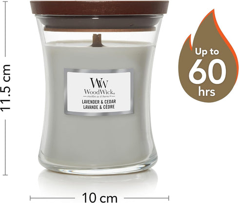 WoodWick Medium Hourglass Scented Candle with Crackling Wick | Lavender & Cedar | Up to 60 Hours Burn Time...