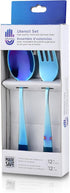 Ahimsa Stainless Steel Forks & Spoons | Cutlery Set | Kids Utensil Set | 100% BPA Free & Dishwasher Safe (Iridescent Blue)...