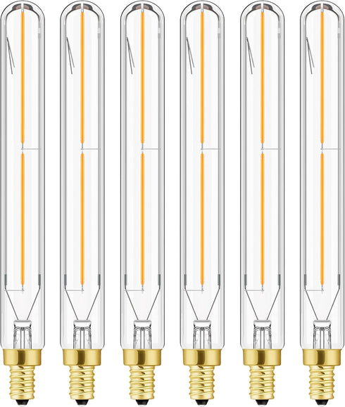 LEOOLS E12 Led Long Bulb,7.3Inch Long Tubular Light Bulbs,T6 B11 Candelabra Bulb 40 watt for Chandeliers,Clear Glass,Warm White,2700K 400LM 4W Dim...