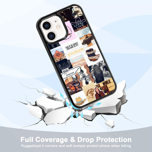 Western Country Music Artist Collage Phone Case Fit for iPhone 12 Mini — TPU Shockproof iphone Case Cowboy Boots Hat Phone Cover Gift for Boy Girl...