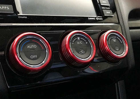 iJDMTOY Compatible with Subaru WRX, STI, Impreza, Forester, XV Crosstrek, 3pc Red Anodized Aluminum AC Climate Control Turner Cover Rings...