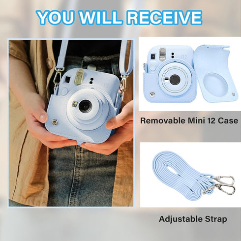Rieibi Camera Case Compatible with Fuji Instax Mini 12 - Polaroid Instax 12 Carry Case for Fujifilm Instax Mini 12 Instant Camera - Fuji mini 12 B...