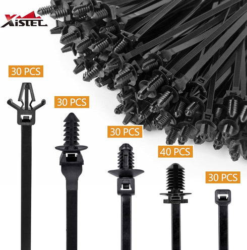 Xislet 160Pcs Universal Push Mount Cable Zip Tie Compatible with Cars Boat Trailer Polaris UTV Side By Side Jeep Wrangler Nylon Self Locking Cable...