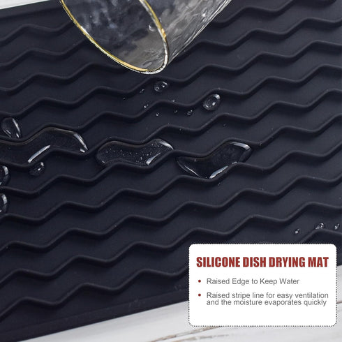 Silicone Dish Drying Mat, Non-Slip Easy Clean Sink Mat Large Heat-resistant Dish Drainer Mat for Kitchen Counter, Sink, Refrigerator or Drawer lin...